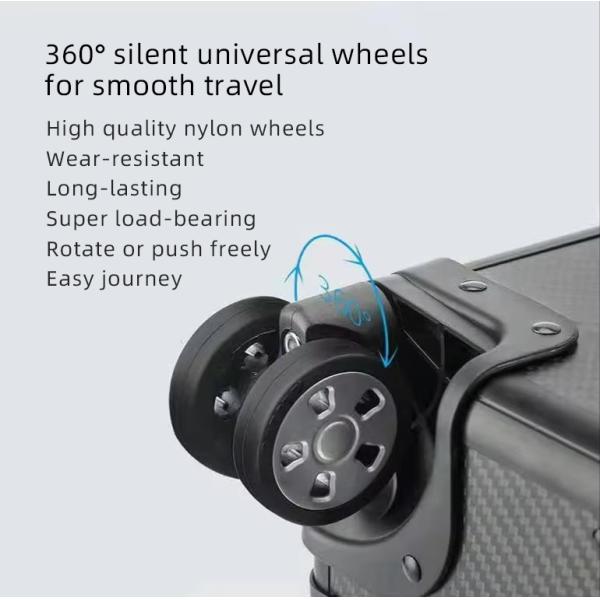 21" Real Carbon Fiber Suitcase TSA Lock Hardside Suitcase Zipperless Luggage Aluminum Frame Carry on Luggage Soft Handle