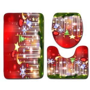 Snowman Christmas Bath Mat Set Anti Skid Restroom Mat Set