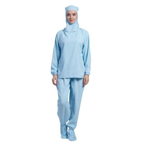 Quality Cleanroom Hooded Anti Static Workwear Long Sleeve Shirt Pants for sale