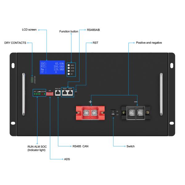 Longer Lifespan Rack Module RS485 CAN Prismatic 16S1P Lithium Ion Battery 200Ah Lifepo4 Battery Pack 48V
