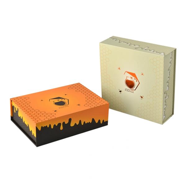 Black Orange Custom Magnetic Closure Gift Boxes Matte Foldable Packaging Box For Honey
