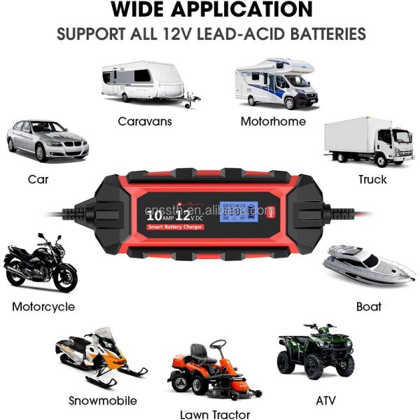 IP65 12V 10A Portable Car Battery Charger With 1M Cable Length And Jump Starting
