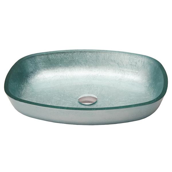 Foil Silver Tempered Bath Wash Basins Glass Bowl Melon Shape Table Top Solid