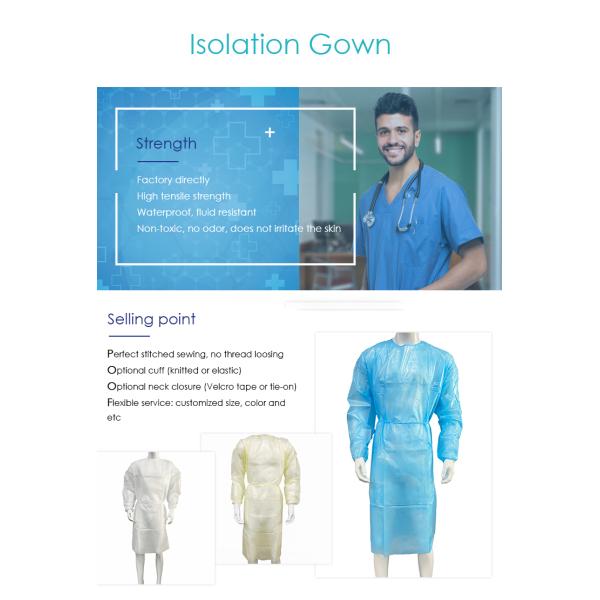 Lint Free PP Nonwoven Disposable Surgical Isolation Gown