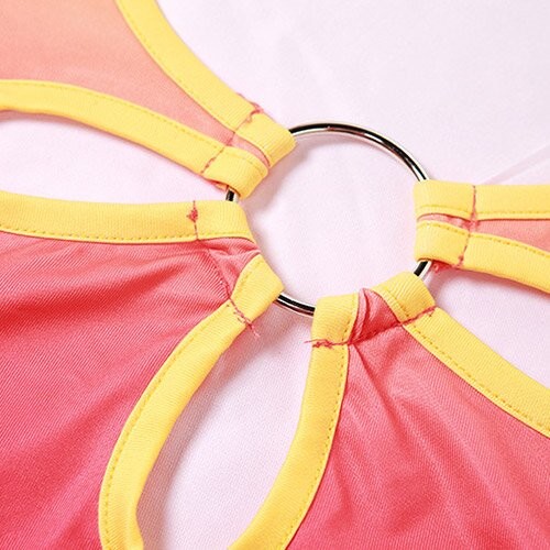 OEM maufactory European and American style 2023 spring women's new sexy hollow hanging neck open back gradient colorful