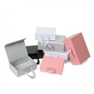 China CMYK Printing Collapsible Paperboard Magnetic Gift Box With Silk Ribbon on sale