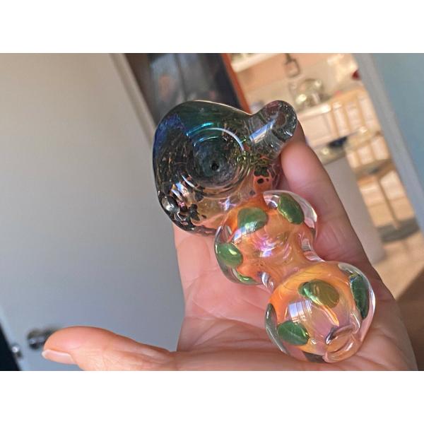 4.5" Hand Blown Glass Tobacco Pipes Blue Blizzard / Orange Yellow Wigs