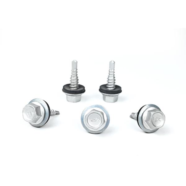 Steel Hex Head Self-Drilling Roofing Tek Screws with Rubber Washers Stitch Screw 1 Point