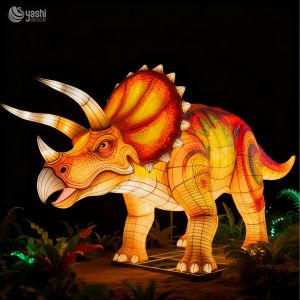 Triceratops Dinosaur Lantern - Waterproof Outdoor Silk Lantern - Realistic