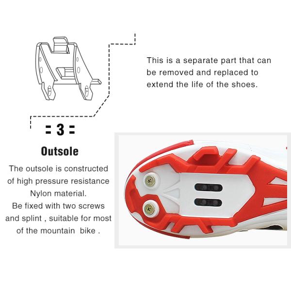 Red And White Mountain Cycling Shoes Geometry Design Body High Pressure Resistance