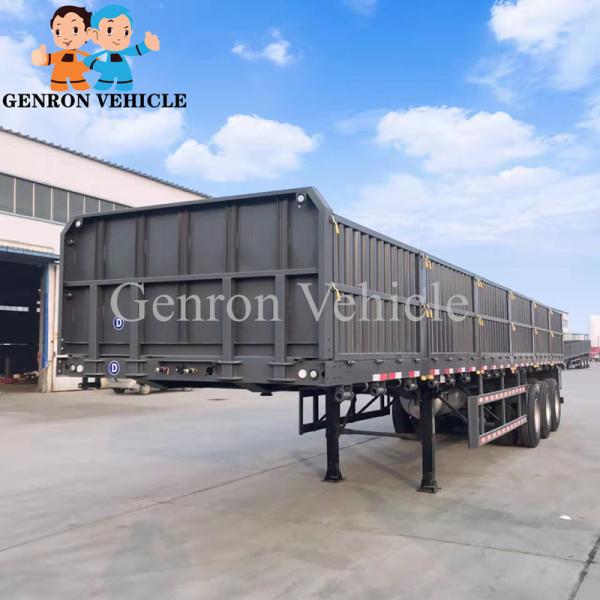35 Tons 3 Axles Drop Side Semi Trailer Trucks Mechanical Suspension