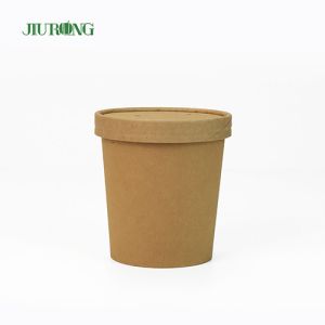 Salad Kraft Biodegradable Paper Bowl 8oz Eco Friendly PLA Lid