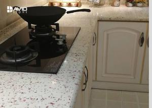 Full Bullnose Edge Quartz Kitchen Countertops With Hard Sparkle Surface Polished