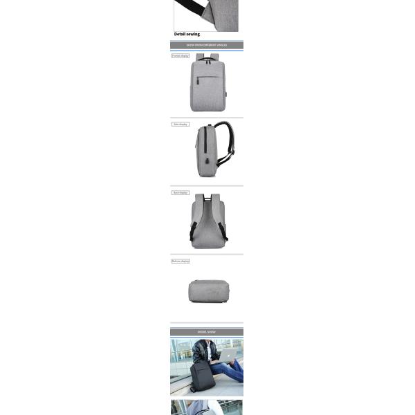 Antitheft Mens Travel Computer Backpack Waterproof Office Backpack With USB Charging Port