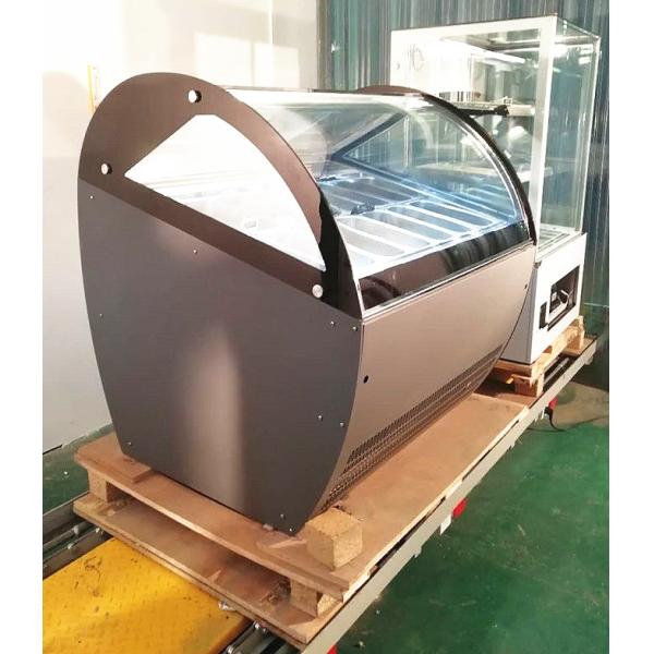 Curved Glass Ice Cream Showcase Freezer 16 Pans 1510*1100*1280mm Customized Color