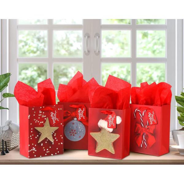 Fancy Holiday Merry Christmas Gift Shopping Luxury Paper Bags with Customized Logo