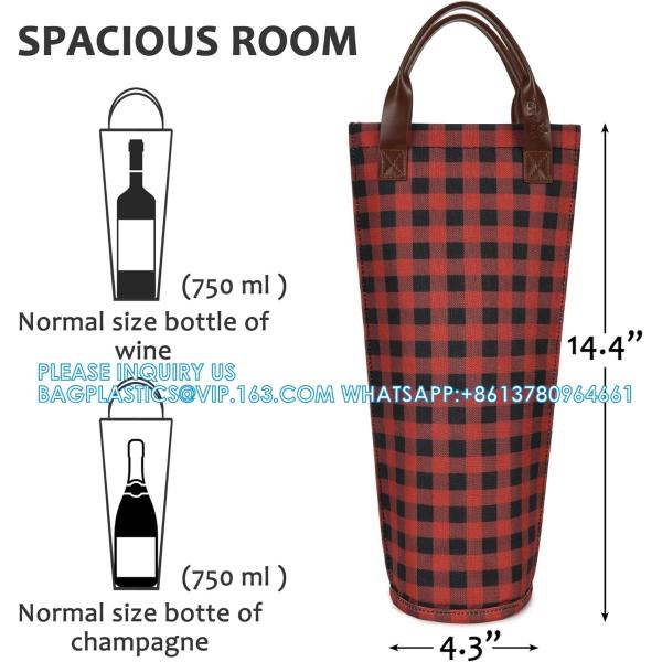 Single Wine Gift Tote Bag, Insulated Padded Thermal Wine Bottle Carrying Cooler Carrier For Travel, Picnic, Gift