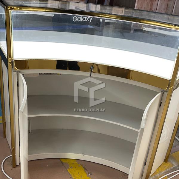Anti Fingerprint Golden Glass Jewelry Shop Furniture With Led Light
