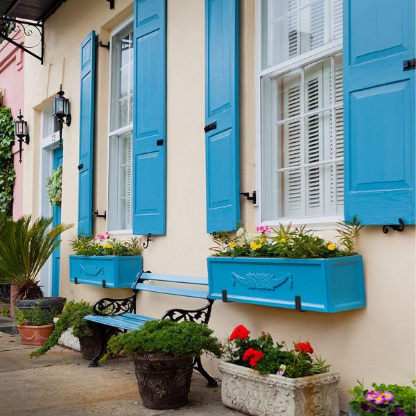 Wall Mount Flower Box Holder with Hanging Plant Bracket Black or White Material