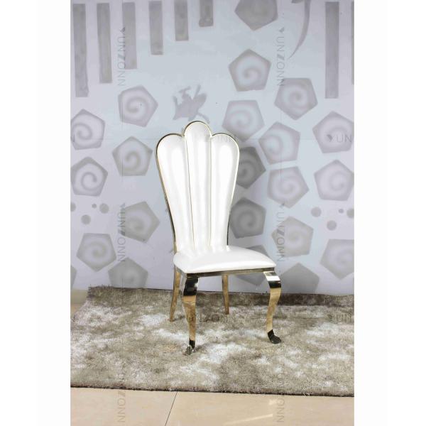 White PU wholesale banquet chairs wedding stainless steel gold chair