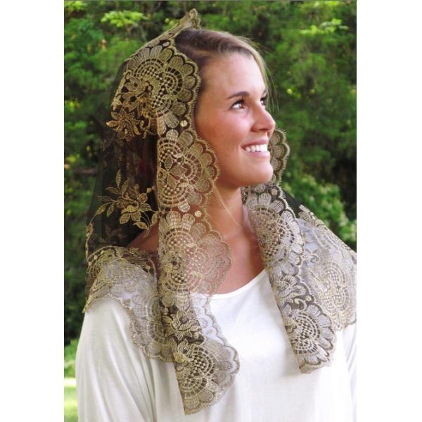 elegant embroidered Barcelona veil Authentic Spanish Medallion Mantillas
