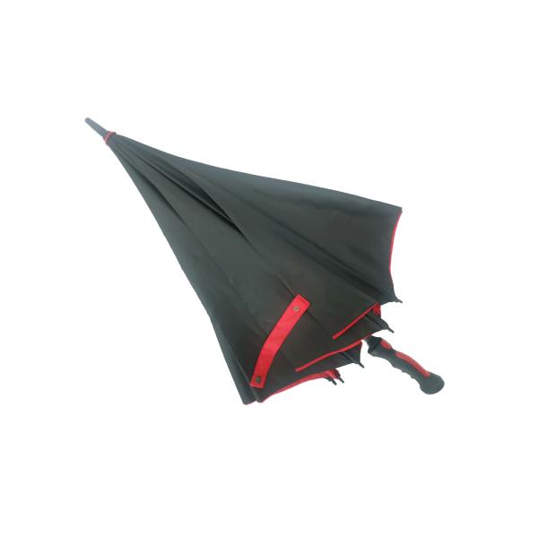 30 Inch Automatic Black & Red Double Canopy Golf Umbrella Inside With Black Net