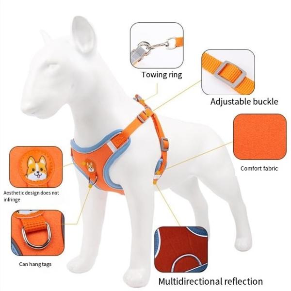 Suede Material Reflective Strips Pet Harness Vest For Dogs And Cats