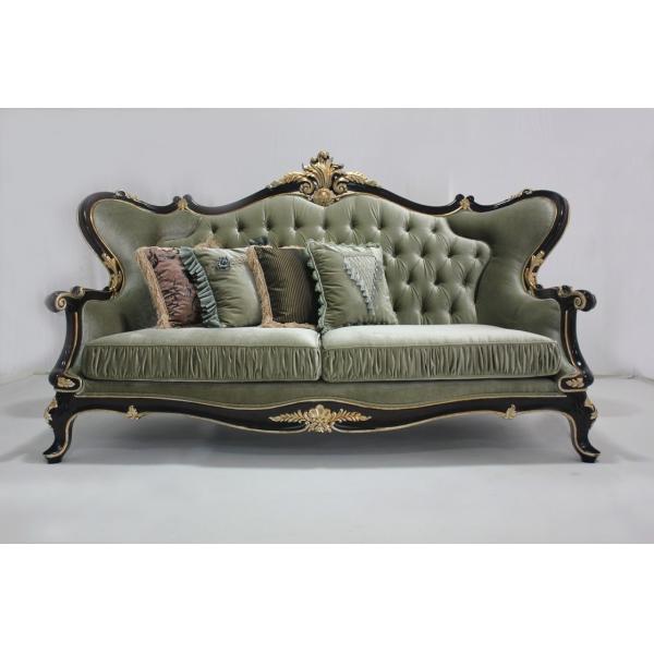 Cyan OEM Tufted Velvet Sectional Wooden Classic Sofa Set Living Room 2 Seat