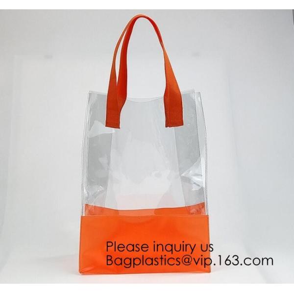Vinyl Transparent PVC Gusset Bag Plastic Tote Shopping Bag For Packaging TPU Laser Makeup Handbag PVC Cosmetic Shopping