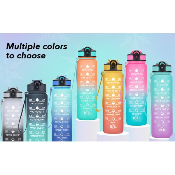 Durable Safe Functional Design Large Personalised Sports Bottles 32 Oz Water Bottle With Time Marker And Straw For Any Indoor Or Outdoor Activities