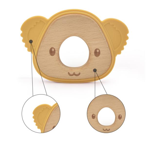 Sensory Chew Wooden Silicone Teether Natural Organic Beech EN71