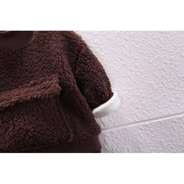 120cm Unisex Winter Children'S Clothing Lamb Wool Panda 2 Piece Sweater Pants Set