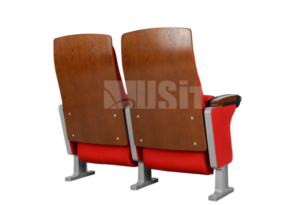 Upholstery Fabric Auditorium Conference Hall Chairs With Wood Veneer Plywood Surfaced