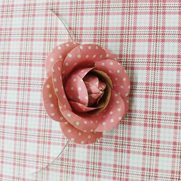 Handmade Brown Fabric Craft Flowers DIY Home Decorations With Printed Dot