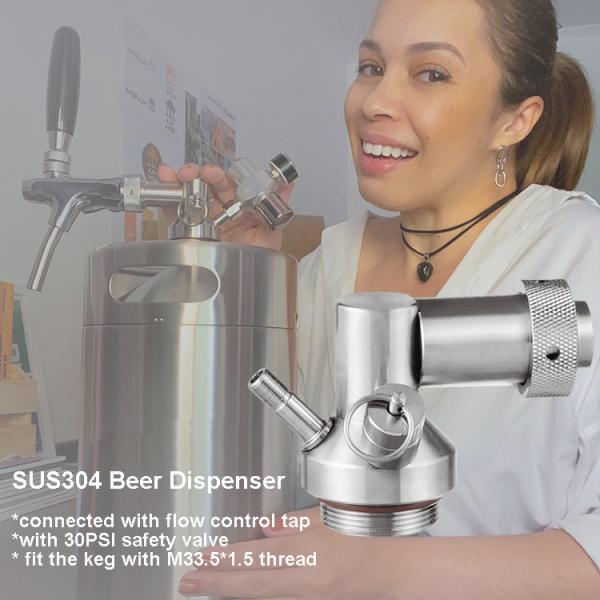 Solid Sturdy Firmly SUS304 Mini Keg Beer Dispenser For Flow Control Tap