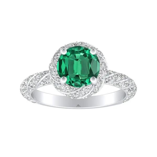 Halo Jewelry Round Cut Wedding Rings Lab Created Green Emerald Engagement Ring