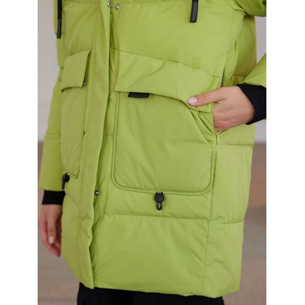 Stylish Hooded Bio-Down Jacket Water And Wind Proof Mid-Length Coat For Women