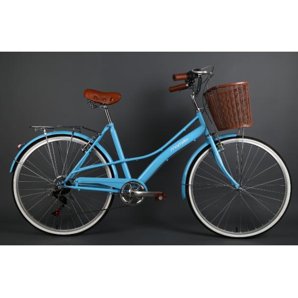 Hi-ten steel 26 inch OL elegant retro city bike for lady with Shimano 7 speed with basket