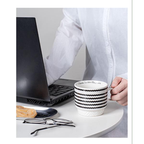 Experience The Elegance Of Black And White Ceramic Mug Coffee Cup For Business Gifts