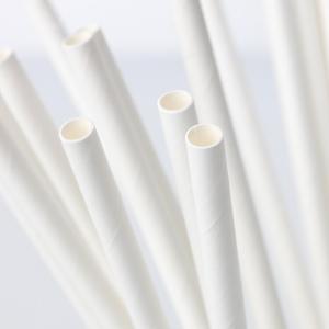 Multiscene Odorless White Paper Straws , Dye Free Individually Wrapped Paper