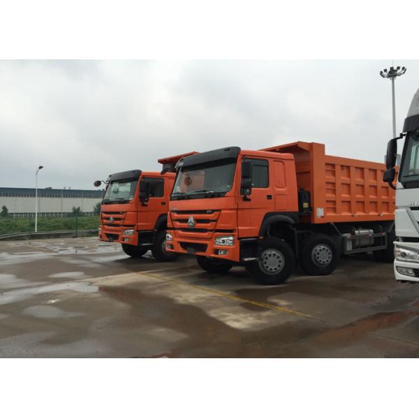 Orange Sinotruk Howo Dump Truck 371 HP 12 Wheels LHD High Loading Capacity