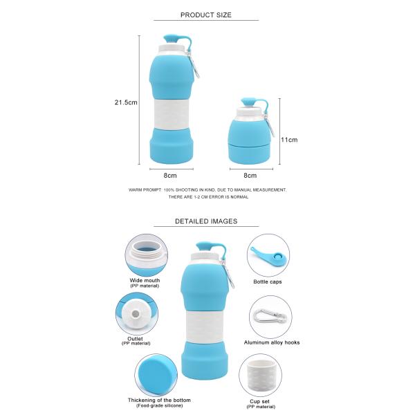 20.4 Floz Filter Collapsible Silicone Water Bottles