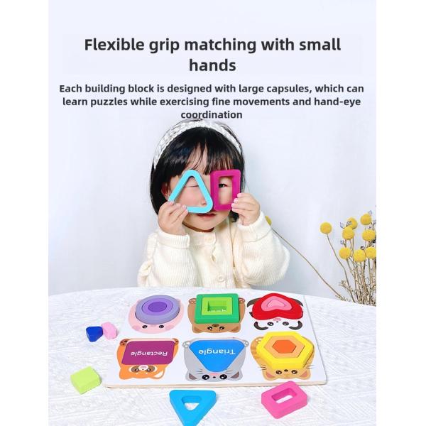 Wholesale Wooden Animal Puzzles Children Shape Cognitive Toy Colorful Wooden Shape Matchin Toy