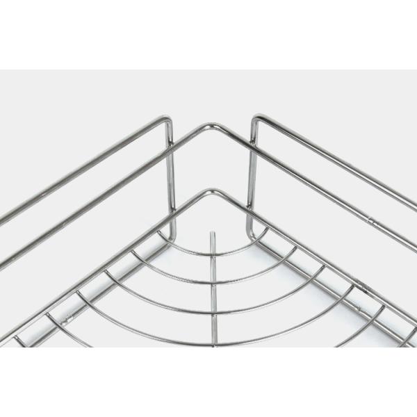 Stainless Steel Wall Mounted Corner Basket Damage Free Hanging Bathroom Corner Shelf Adhesive