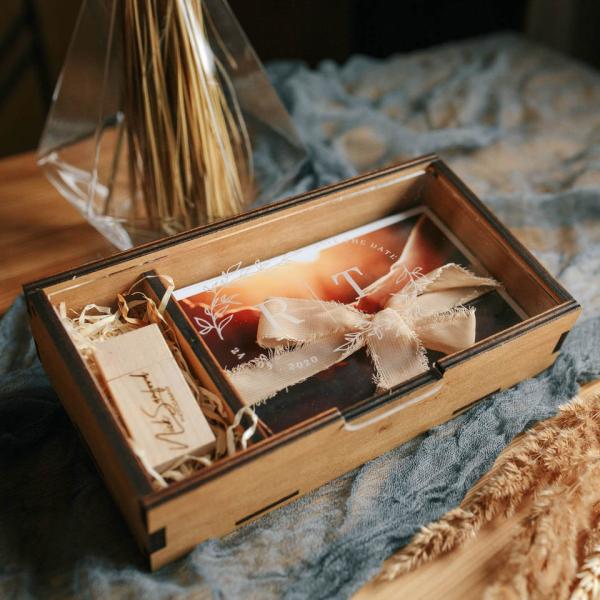 Wooden Memory Keepsake Boxes With Personalize Acrylic Lid - Wedding Bridal Party Gift Box- Birthday & Holiday Gift