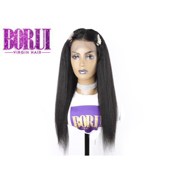 Natural Color Full Lace Human Wigs Brazilian Kinky Yaki Straight Soft Smooth