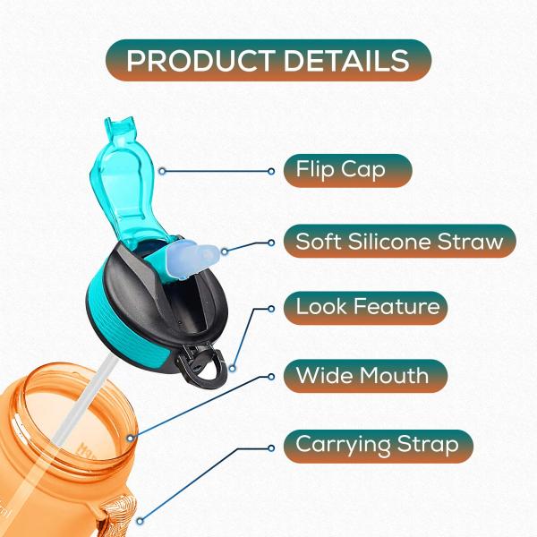 Leakproof BPA Free Custom 32 Oz Water Bottles Big Motivational Water Bottle With Time Marker And Straw For For Fitness And Outdoor Enthusiasts