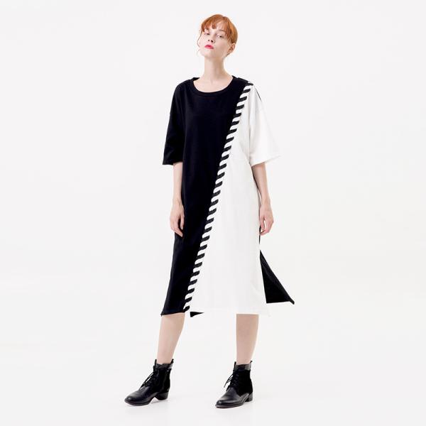 OEM Casual Clothing Fashion Patchwork T-Shirt Dress Women