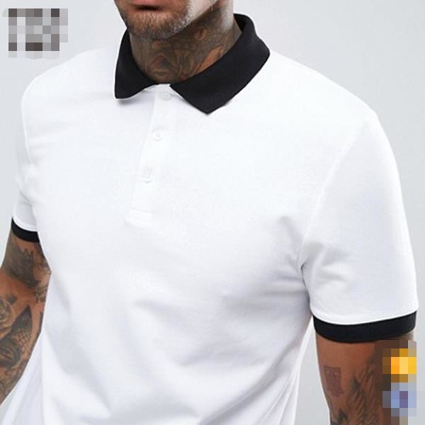 clothing factory men white slim fit tennis polo shirt cotton with contrast rib and cuff