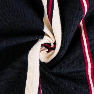 Double Yarn Striped Shirt Fabric , Combing Striped Cotton Knit Fabric